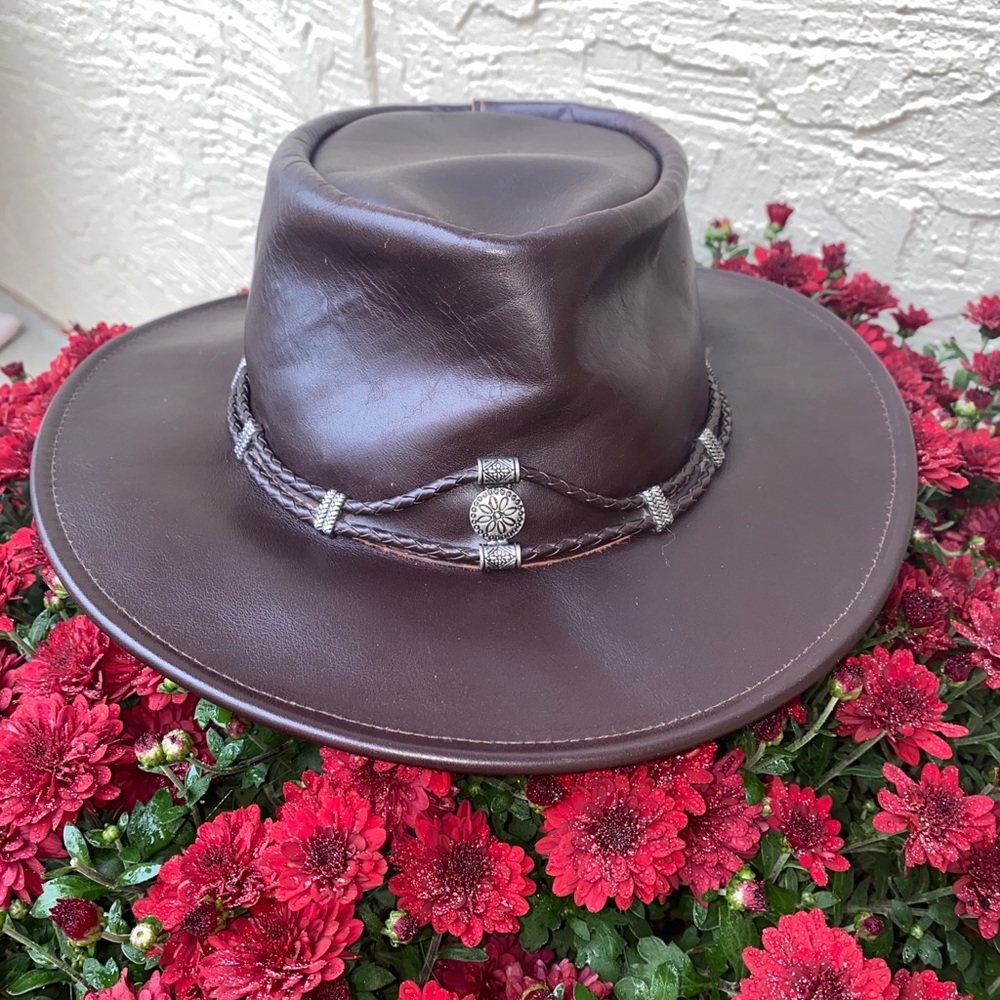 Silverthorne Brown Leather Hat by Minnetonka L